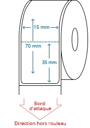 15 mm x 70 mm Étiquettes à rouleaux