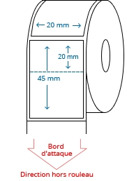 20 mm x 45 mm Étiquettes à rouleaux