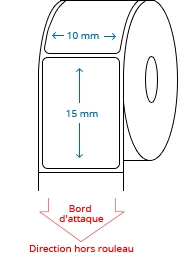 10 mm x 15 mm Étiquettes à rouleaux