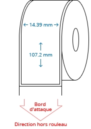 14.39 mm x 107.2 mm Étiquettes à rouleaux