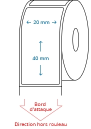 20 mm x 40 mm Étiquettes à rouleaux