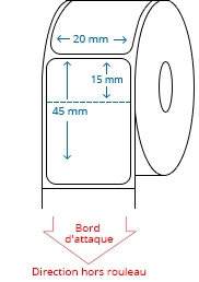 20 mm x 45 mm Étiquettes à rouleaux