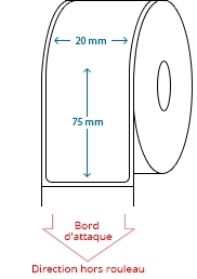 20 mm x 75 mm Étiquettes à rouleaux