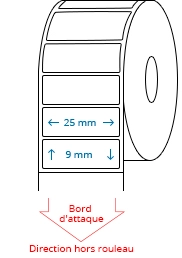 25 mm x 9 mm Étiquettes à rouleaux