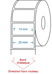 25 mm x 13 mm Étiquettes à rouleaux