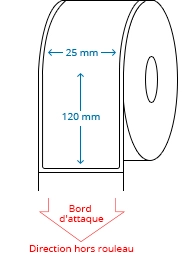 25 mm x 120 mm Étiquettes à rouleaux