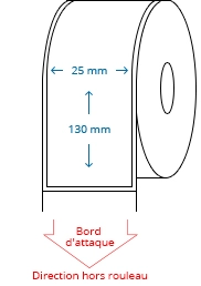 25 mm x 130 mm Étiquettes à rouleaux