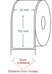 25 mm x 152 mm Étiquettes à rouleaux