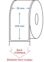 25 mm x 229 mm Étiquettes à rouleaux