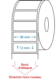 30 mm x 12 mm Étiquettes à rouleaux