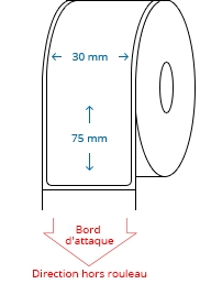 30 mm x 75 mm Étiquettes à rouleaux