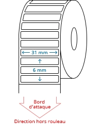 31 mm x 6 mm Étiquettes à rouleaux