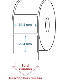 31.8 mm x 25.4 mm Étiquettes à rouleaux