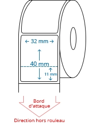 32 mm x 40 mm Étiquettes à rouleaux