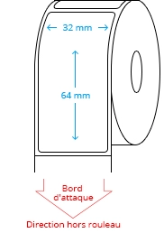 32 mm x 64 mm Étiquettes à rouleaux