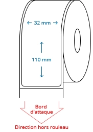 32 mm x 110 mm Étiquettes à rouleaux