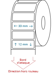 33 mm x 12 mm Étiquettes à rouleaux