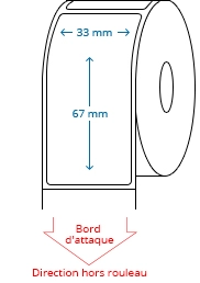 33 mm x 67 mm Étiquettes à rouleaux