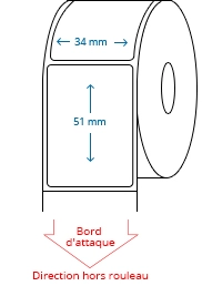 34 mm x 51 mm Étiquettes à rouleaux