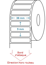 38 mm x 9 mm Étiquettes à rouleaux