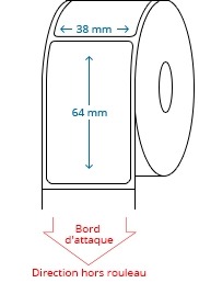 38 mm x 64 mm Étiquettes à rouleaux