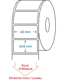 43 mm x 24.8 mm Étiquettes à rouleaux