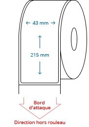 43 mm x 215 mm Étiquettes à rouleaux