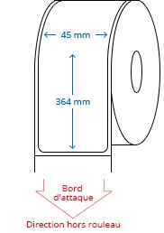 45 mm x 364 mm Étiquettes à rouleaux