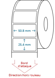 50.8 mm x 25.4 mm Étiquettes à rouleaux