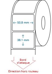 50.8 mm X 38.1 mm Étiquettes à rouleaux