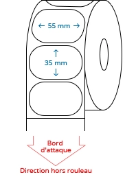 55 mm x 35 mm Étiquettes à rouleaux