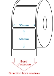 55 mm x 50 mm Étiquettes à rouleaux