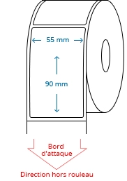 55 mm x 90 mm Étiquettes à rouleaux