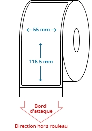 55 mm x 116.5 mm Étiquettes à rouleaux