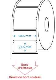 58.5 mm x 27.5 mm Étiquettes à rouleaux