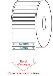 60 mm x 5 mm Étiquettes à rouleaux