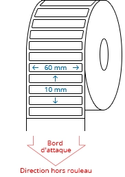 60 mm x 10 mm Étiquettes à rouleaux