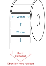 60 mm x 20 mm Étiquettes à rouleaux