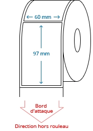 60 mm x 97 mm Étiquettes à rouleaux