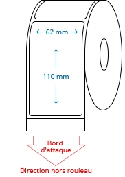 62 mm x 110 mm Étiquettes à rouleaux