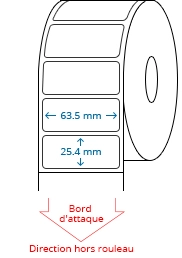 63.5 mm x 25.4 mm Étiquettes à rouleaux