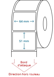 64 mm x 51 mm Étiquettes à rouleaux