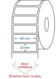 65 mm x 25 mm Étiquettes à rouleaux