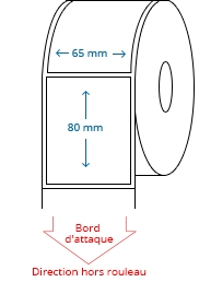 65 mm x 80 mm Étiquettes à rouleaux