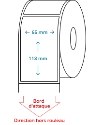 65 mm x 113 mm Étiquettes à rouleaux