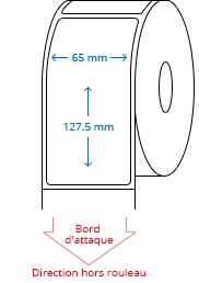 65 mm x 127.5 mm Étiquettes à rouleaux
