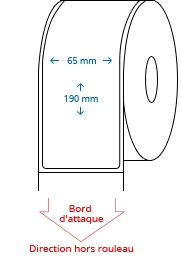 65 mm x 190 mm Étiquettes à rouleaux