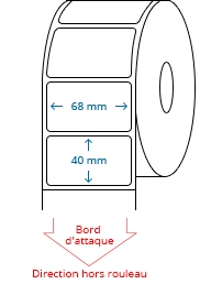 68 mm x 40 mm Étiquettes à rouleaux