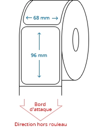 68 mm x 96 mm Étiquettes à rouleaux