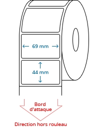 69 mm x 44 mm Étiquettes à rouleaux